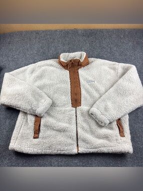 COLUMBIA Women’s Cream/Brown Boundless Discovery Sherpa Full Zip Jacket size: XL
